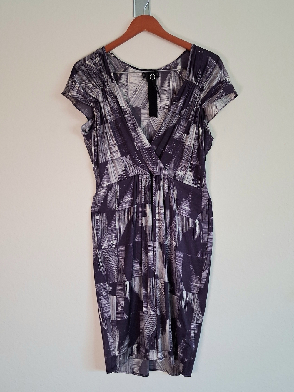 Poleci Abstract Geometric Silk Midi Dress - Purple & White